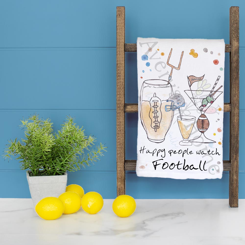 Football Cocktails Tea Towel – Game Day Bar Decor