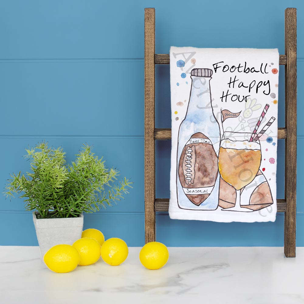Football & Cocktails Tea Towel – Game Day Gift