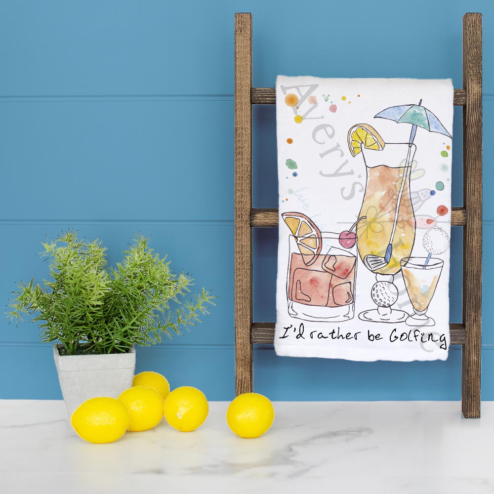 Golf & Cocktails Tea Towel – Tee Time Humor