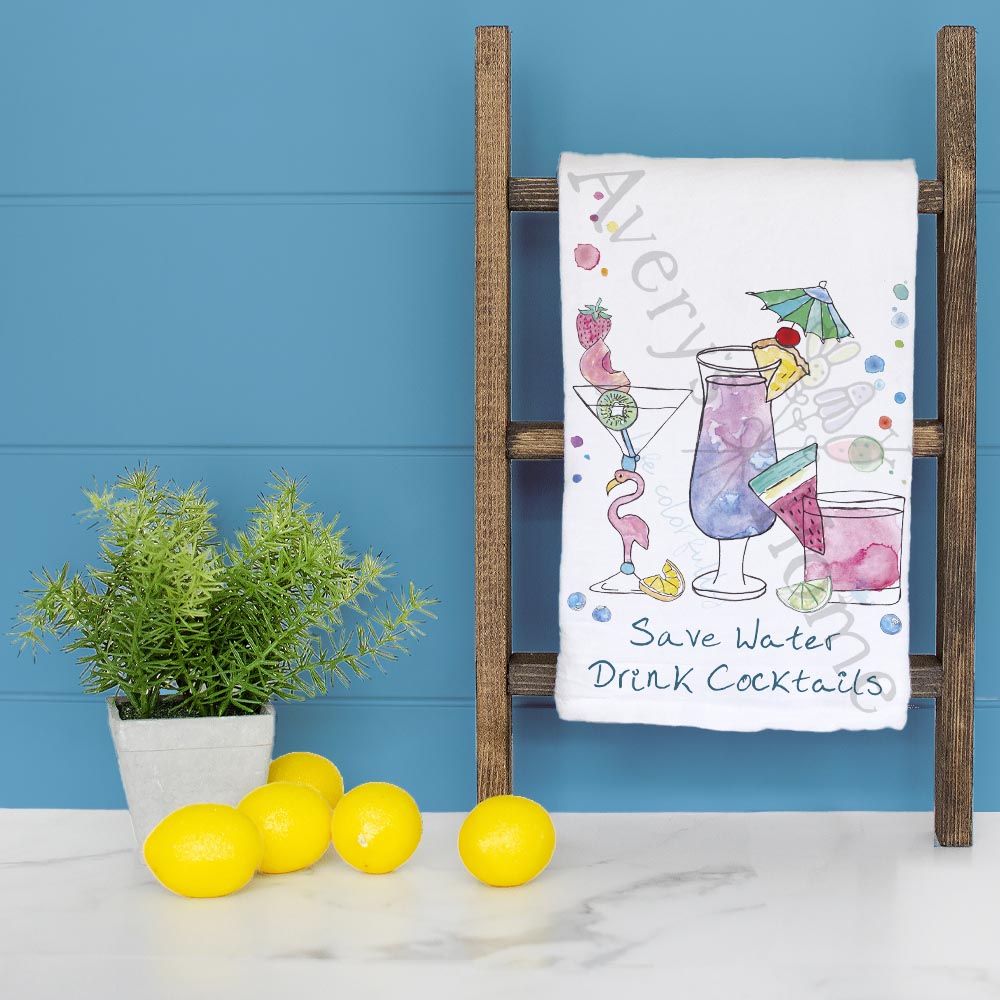 Save Water Drink Beach Cocktails Tea Towel – Coastal Bar Gift