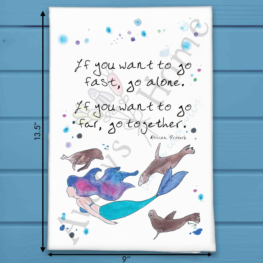 Mermaid & Seals Tea Towel – Ocean Whimsy Gift
