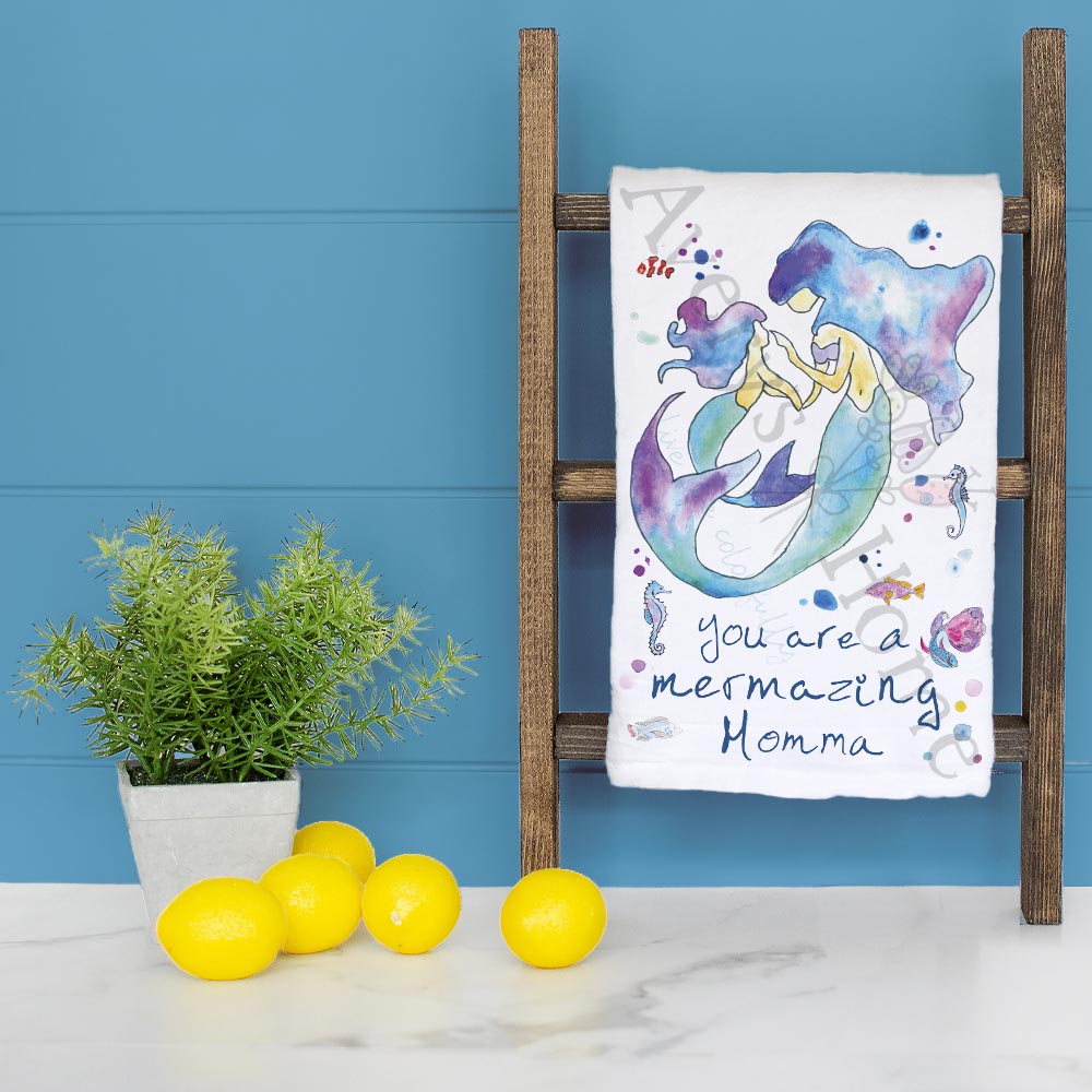 Mermaid Mom & Daughter Tea Towel – Mother's Day Gift