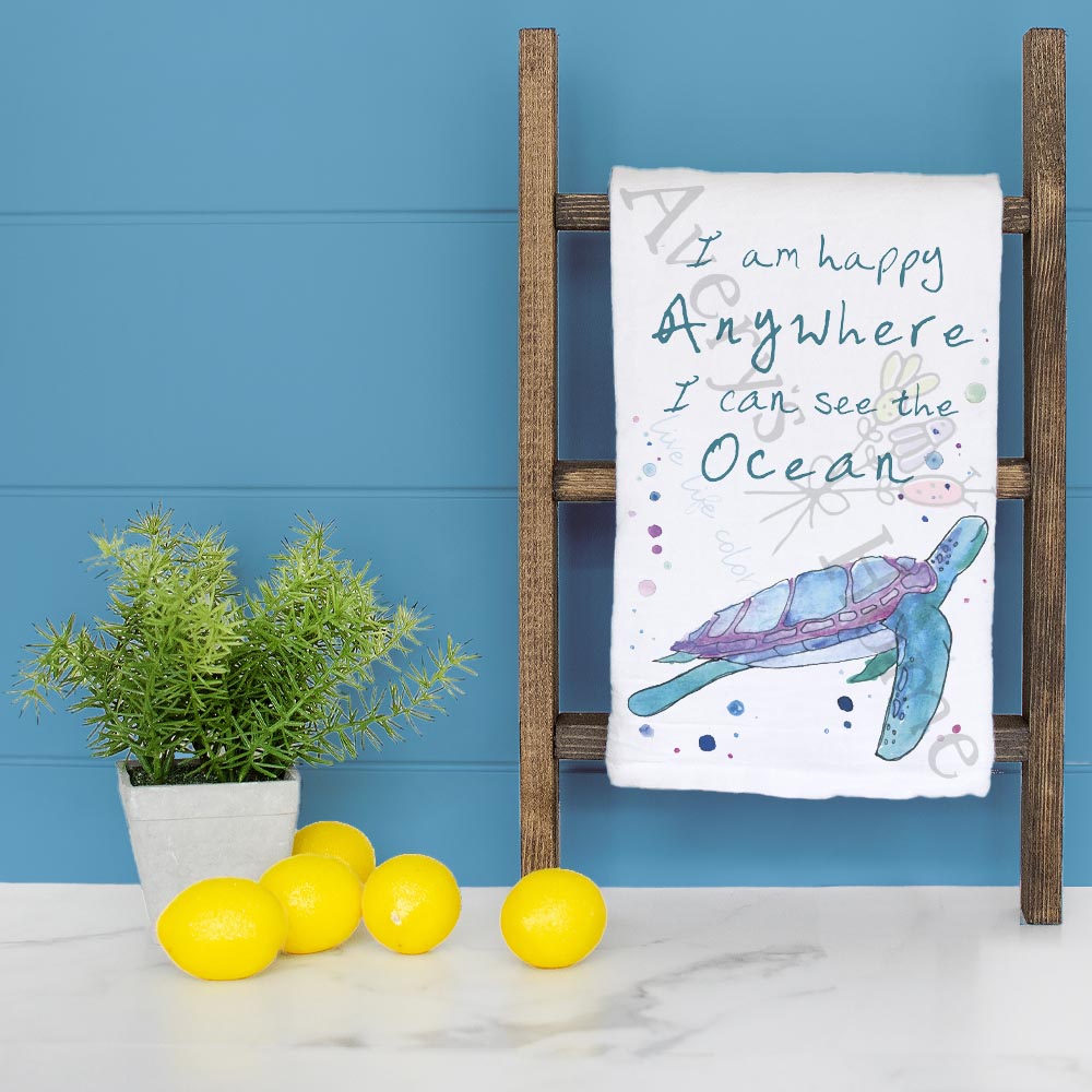 Ocean Turtle Quote Tea Towel – Peaceful Gift