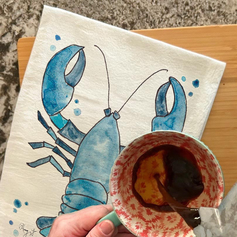 Navy Lobster Tea Towel