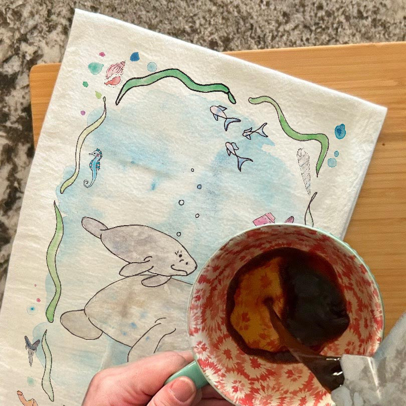 Manatee Mom & Baby Tea Towel – Sweet Ocean Gift