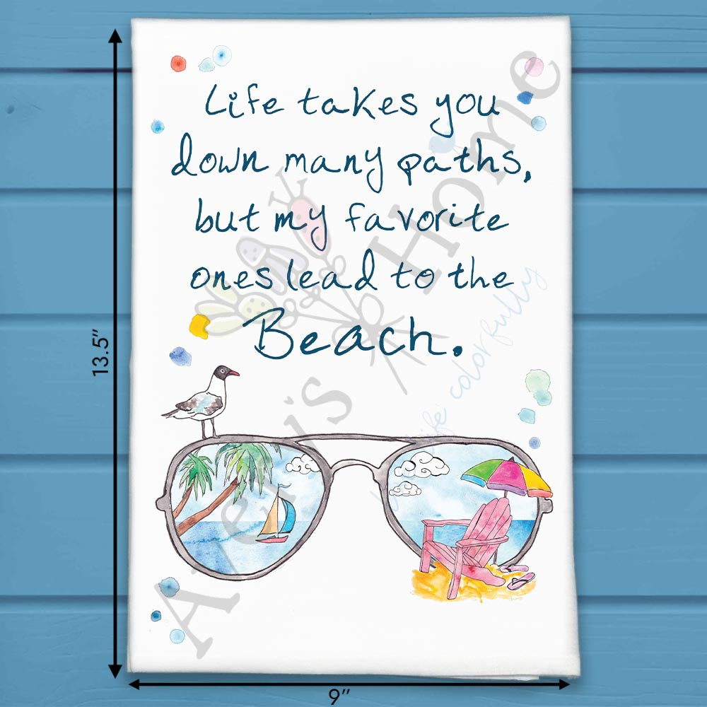 Beach Sunglasses Tea Towel – Vacation Quote Decor