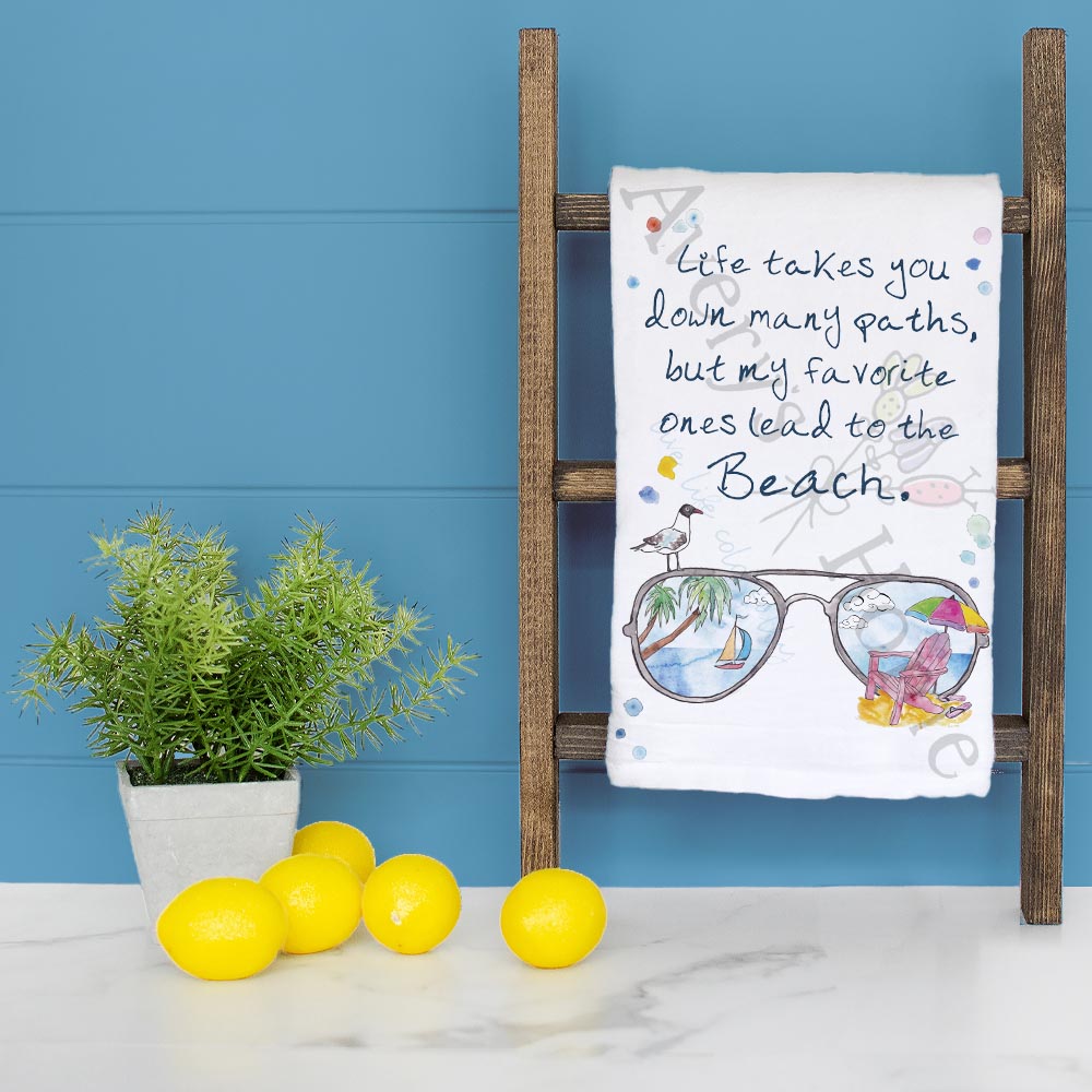 Beach Sunglasses Tea Towel – Vacation Quote Decor