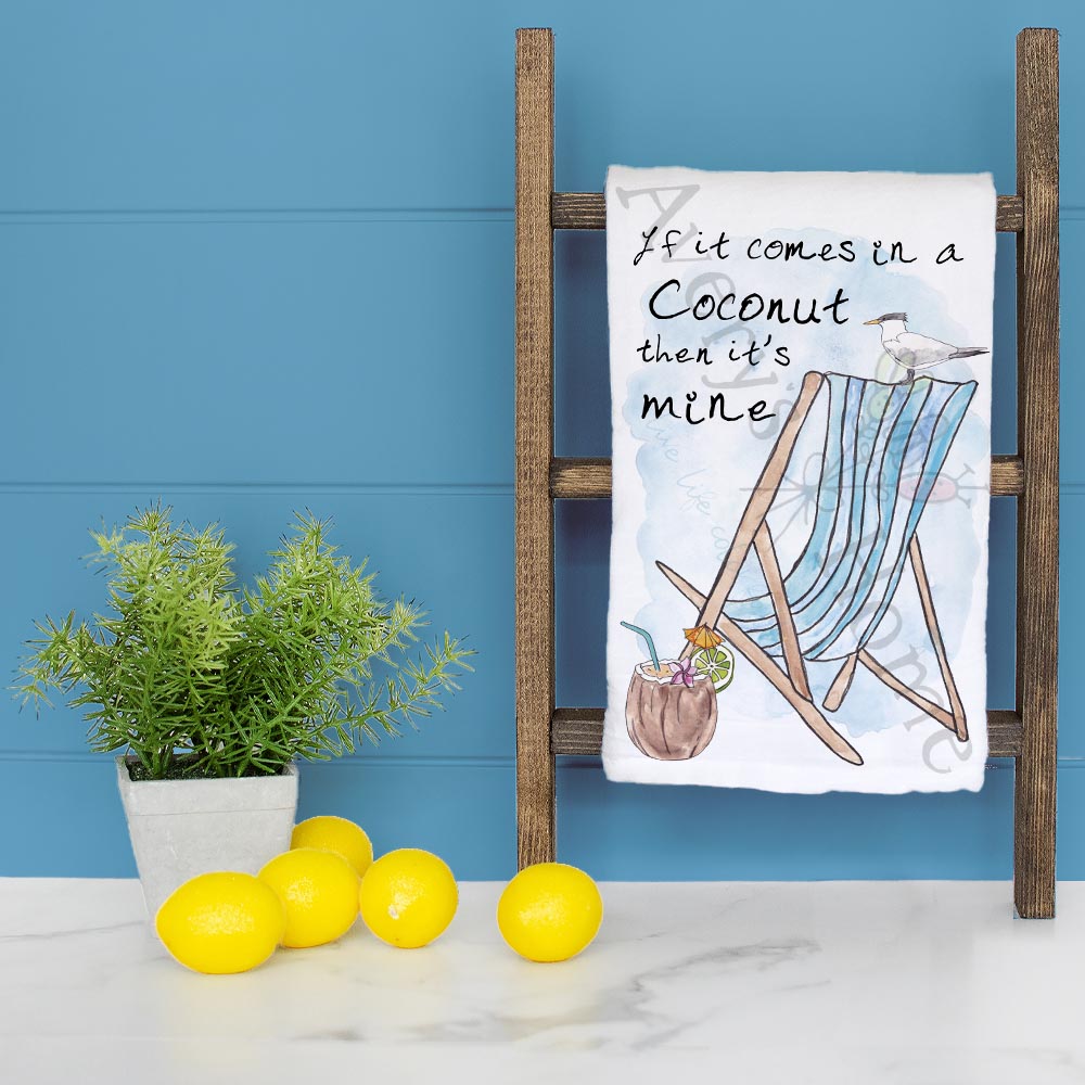 Coconut Cocktail Tea Towel – Funny Beach Gift