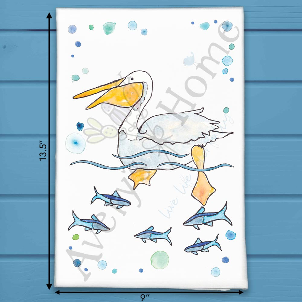 Pelican Tea Towel – Beach Birdwatcher Gift