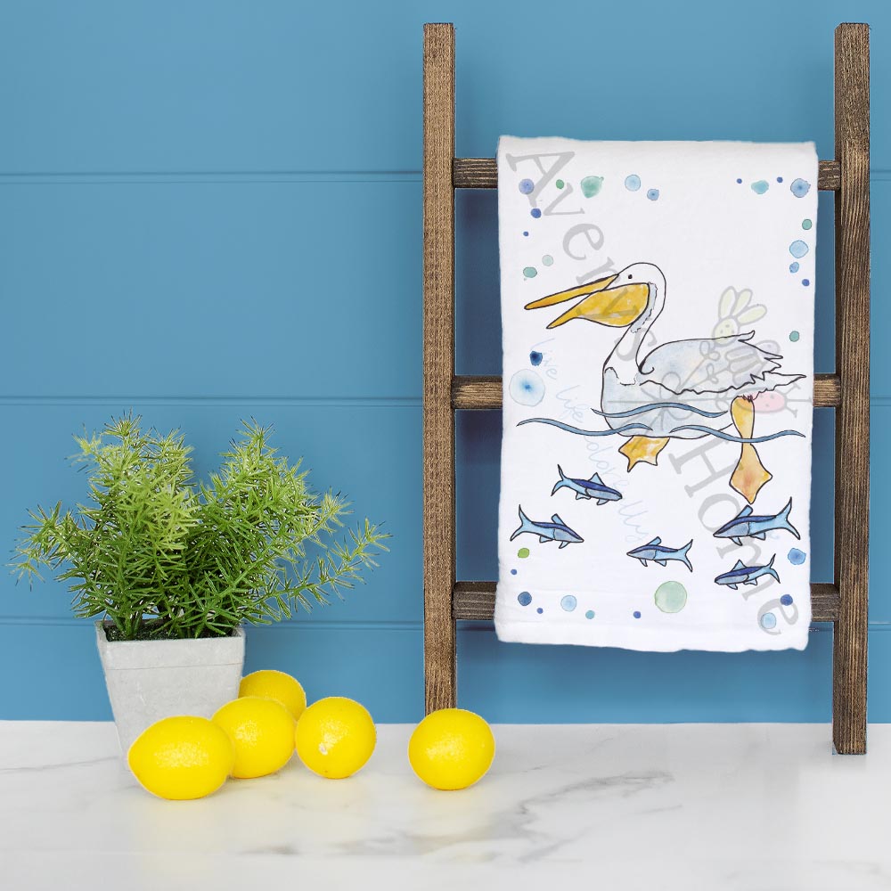 Pelican Tea Towel – Beach Birdwatcher Gift