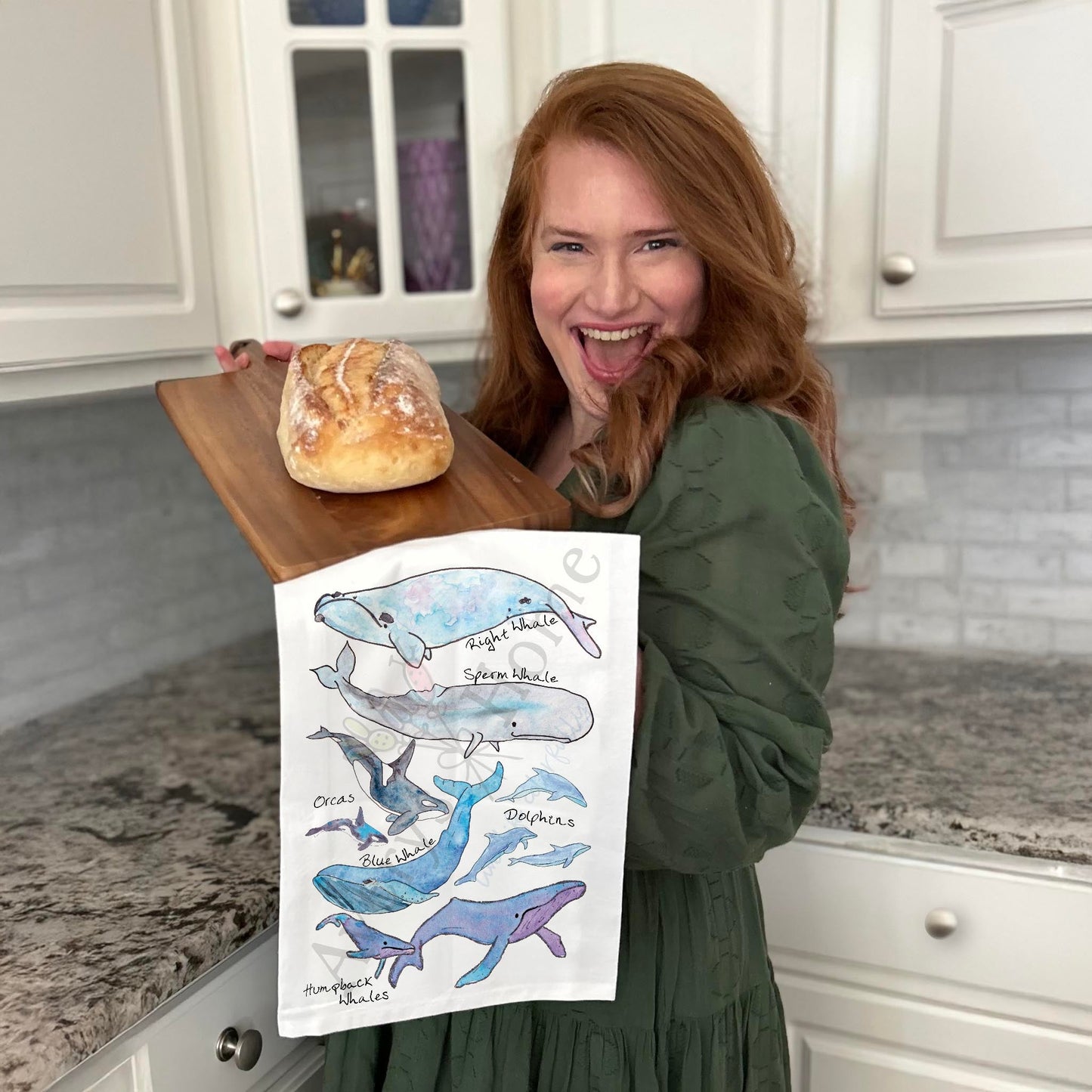 Whale Species Tea Towel – Educational Ocean Decor
