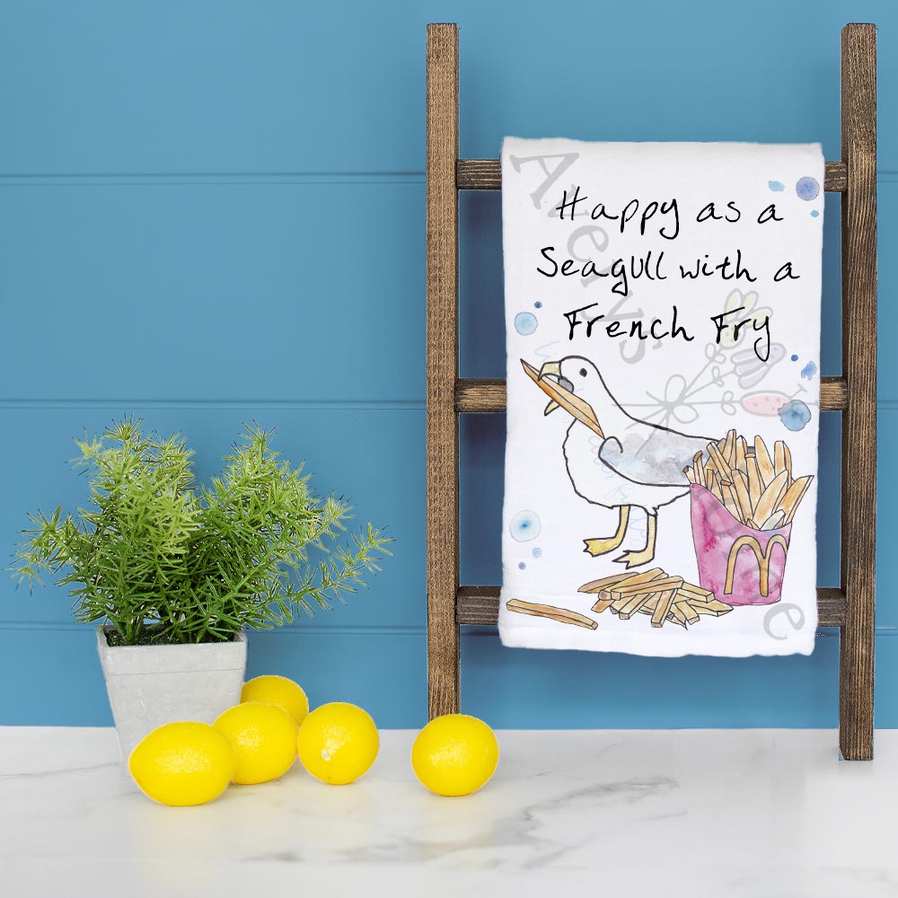 Seagull French Fry Tea Towel – Funny Beach Quote
