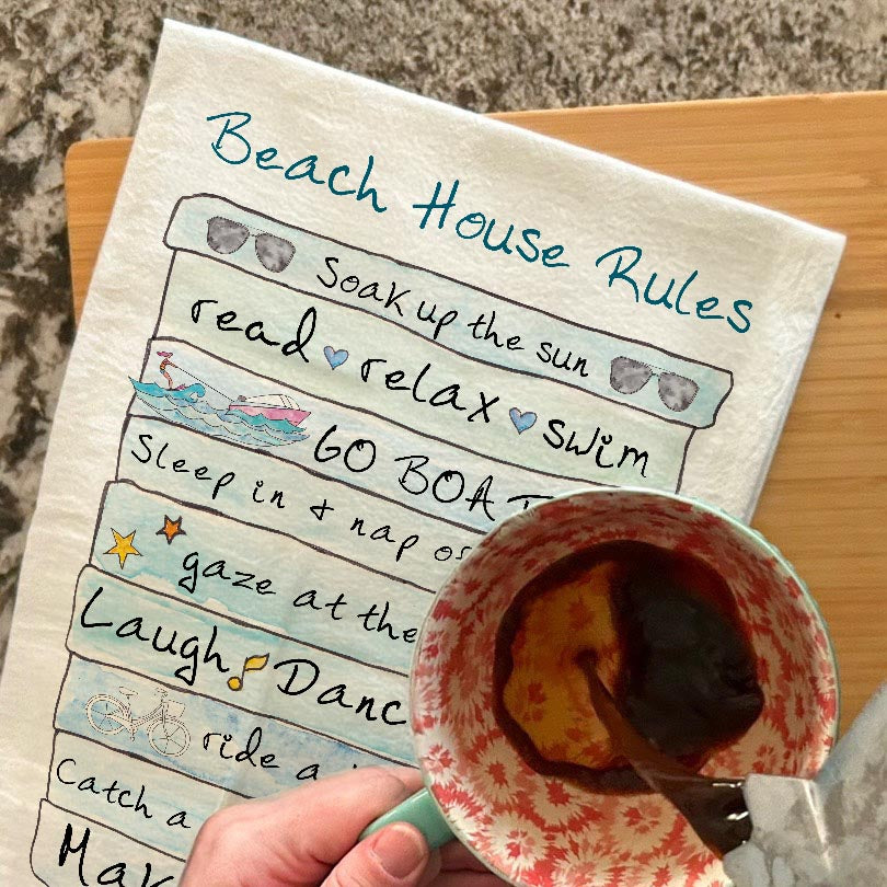 Beach House Rules Tea Towel