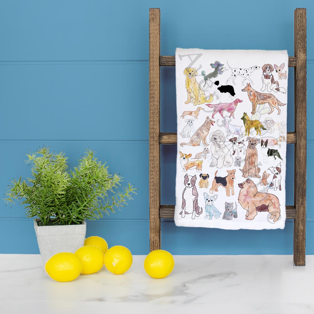 Dog Breeds Chart Tea Towel – Illustrated Kitchen Decor