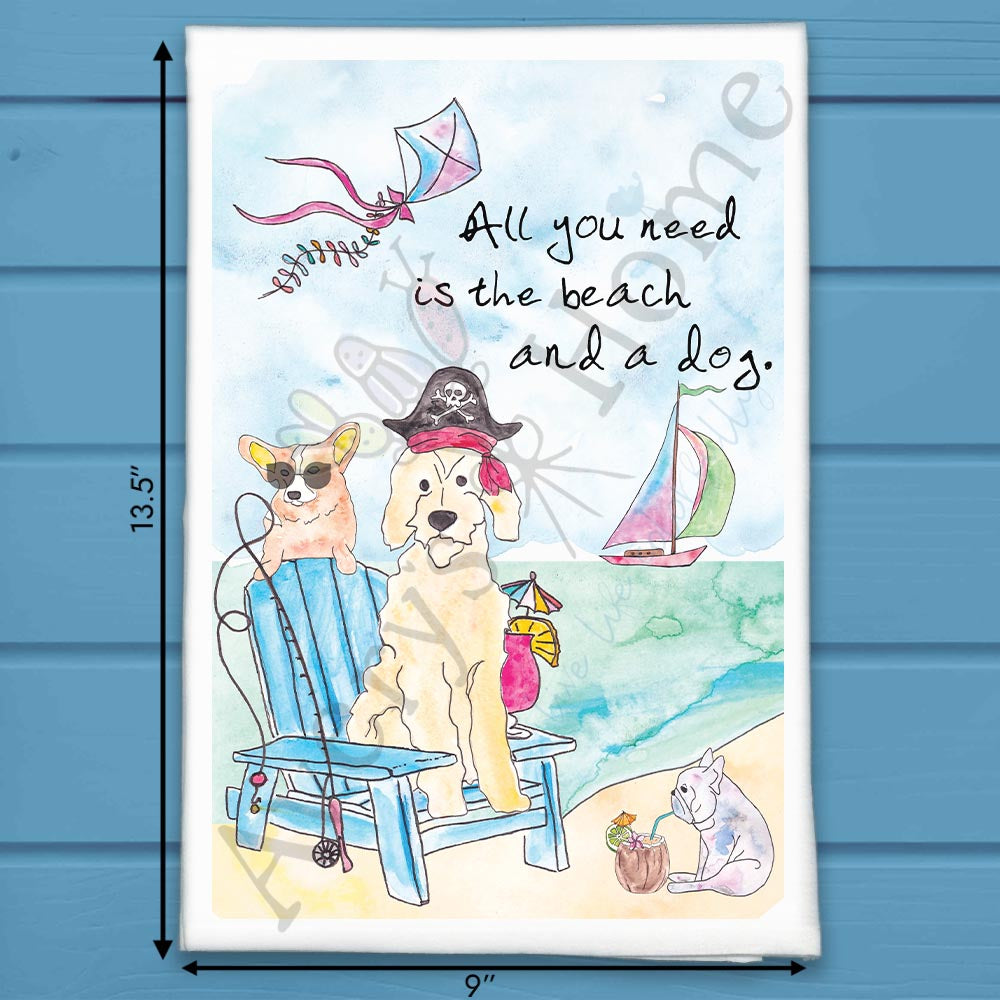 Beach & Dog Love Tea Towel – Ocean Pet Parent Gift