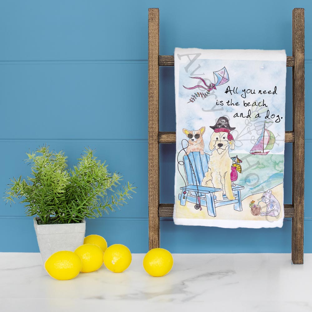 Beach & Dog Love Tea Towel – Ocean Pet Parent Gift
