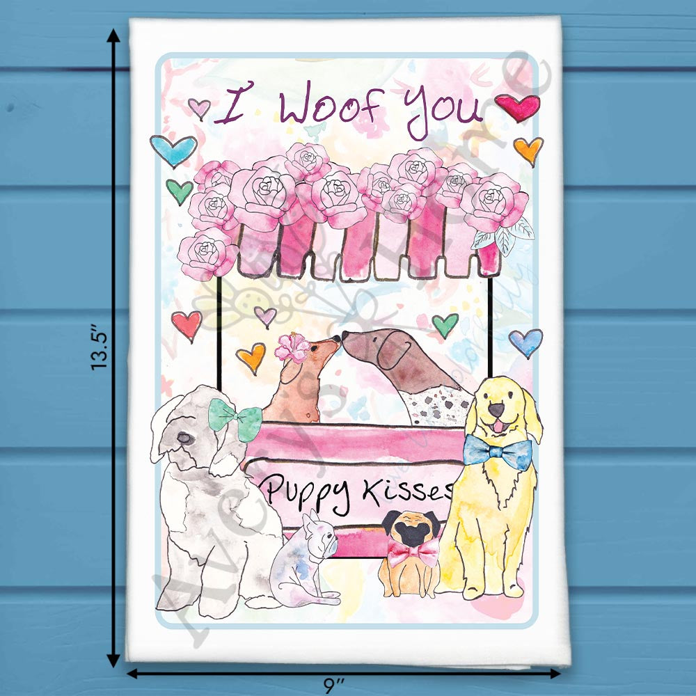 Valentine Dog Booth Tea Towel – Puppy Love Gift