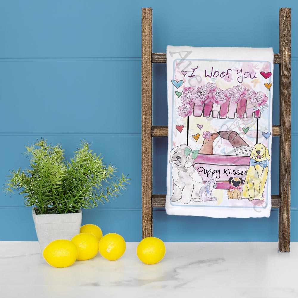 Valentine Dog Booth Tea Towel – Puppy Love Gift