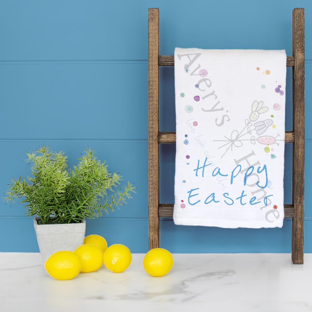 Happy Easter Tea Towel – Spring Bunny Decor
