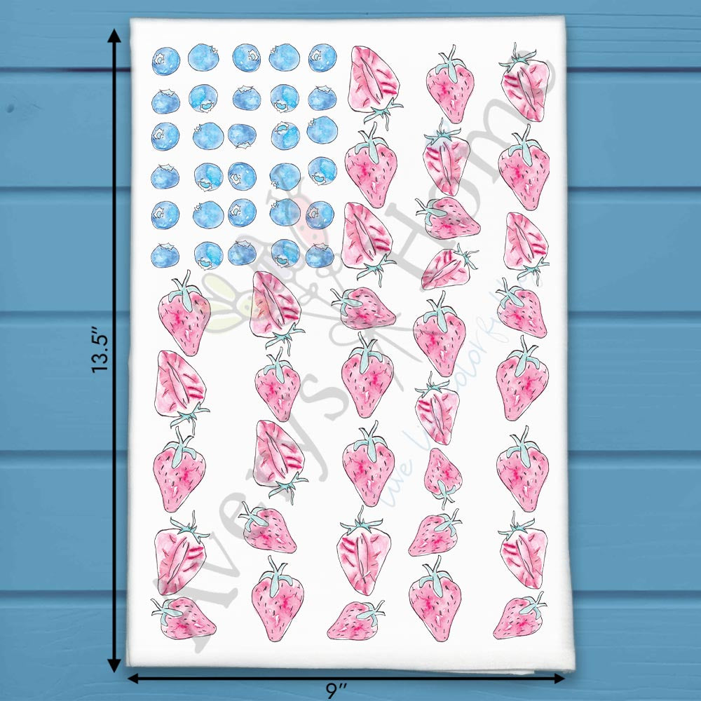 Flag & Berries Tea Towel – Fourth of July Kitchen Gift