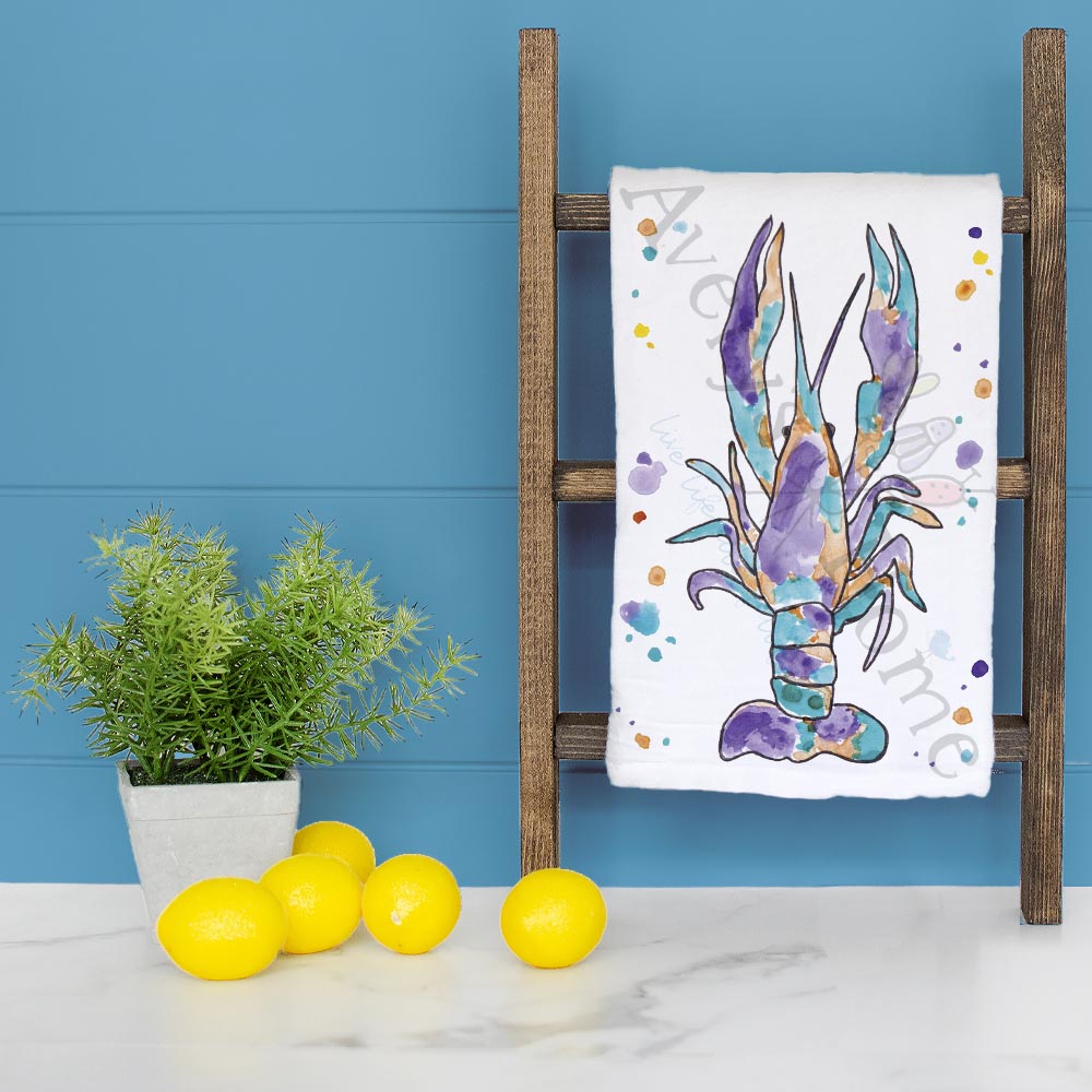 Crawfish Mardi Gras Tea Towel – Cajun Celebration Decor
