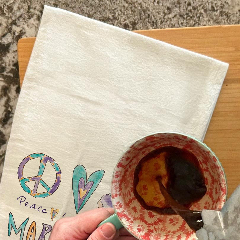 Peace Love King Cake Tea Towel – Mardi Gras Gift