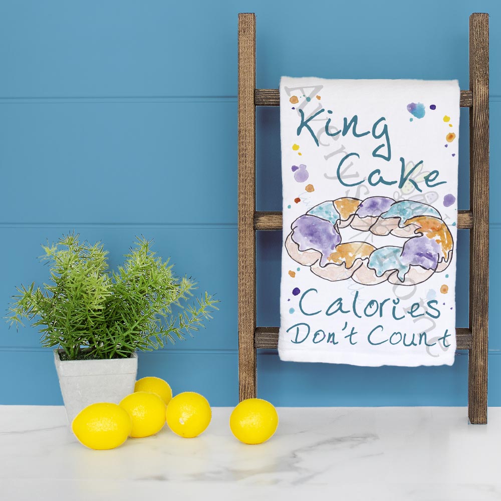 King Cake Mardi Gras Tea Towel – Dessert Decor Gift