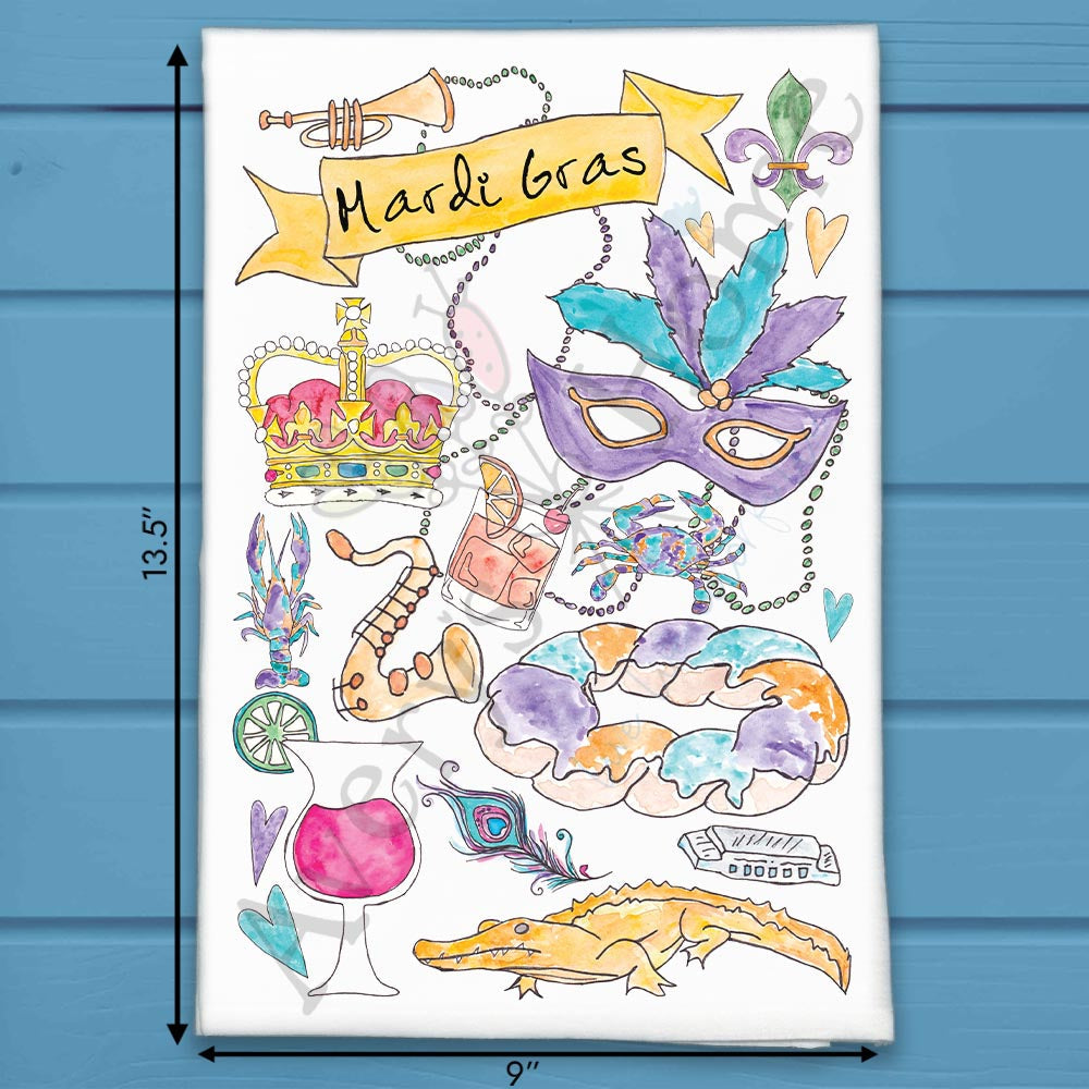 Mardi Gras Party Icons Tea Towel – Bourbon Street Gift