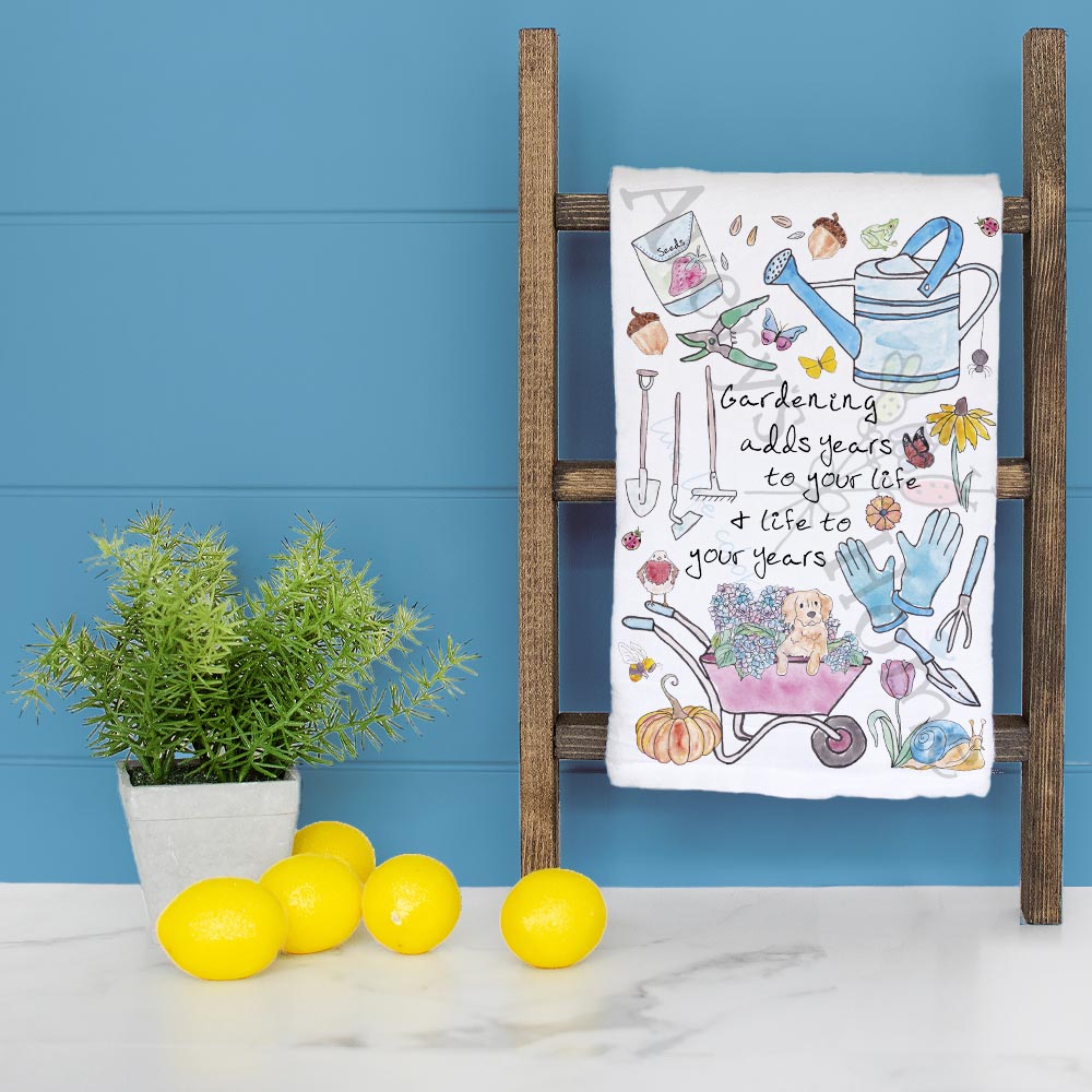 Gardening Adds Years Tea Towel – Sentimental Garden Gift