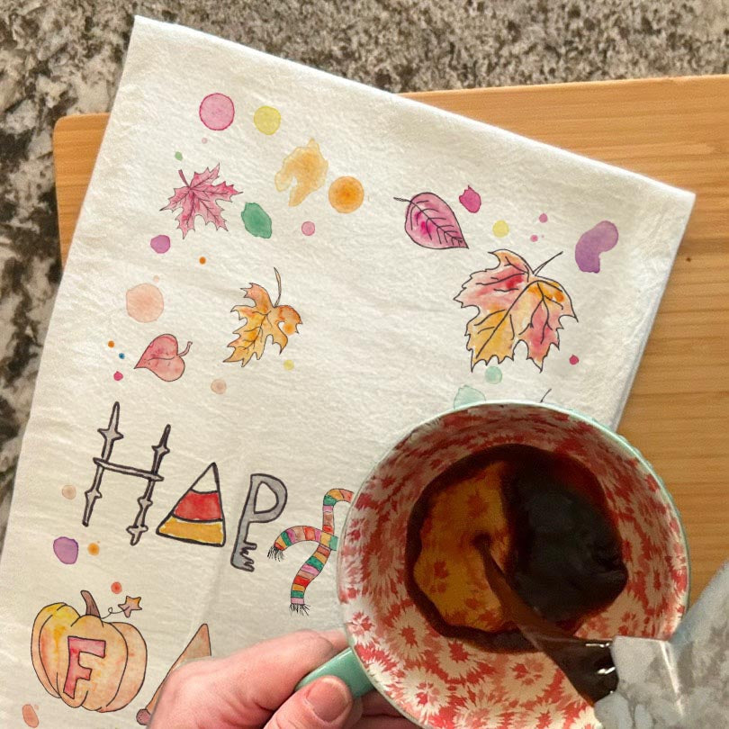 Happy Fall Birds Tea Towel – Cozy Autumn Gift