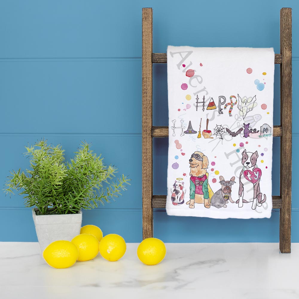 Halloween Dogs Tea Towel – Spooky Pup Parade