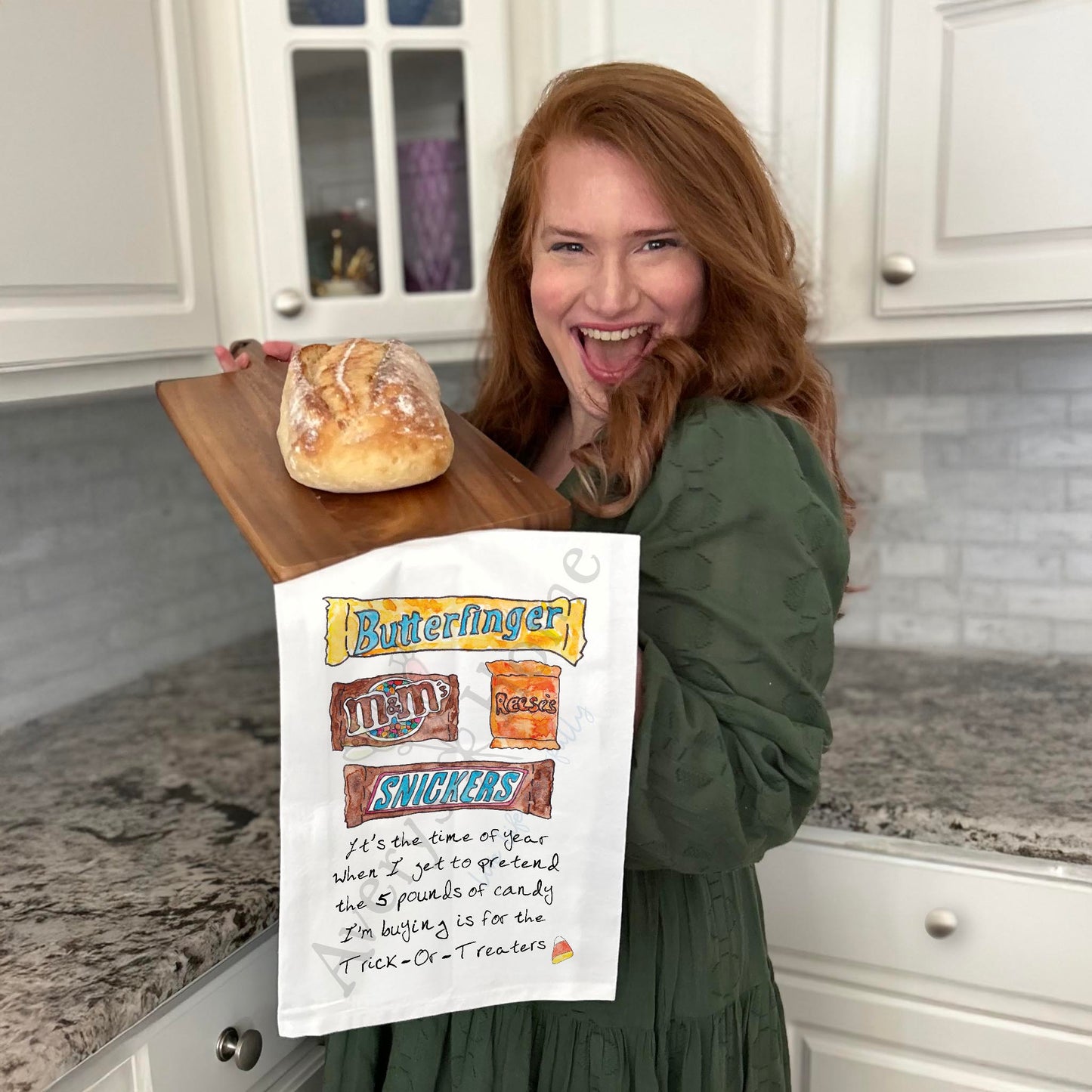 Candy is a Fall Favorite Tea Towel – Halloween Treat Decor