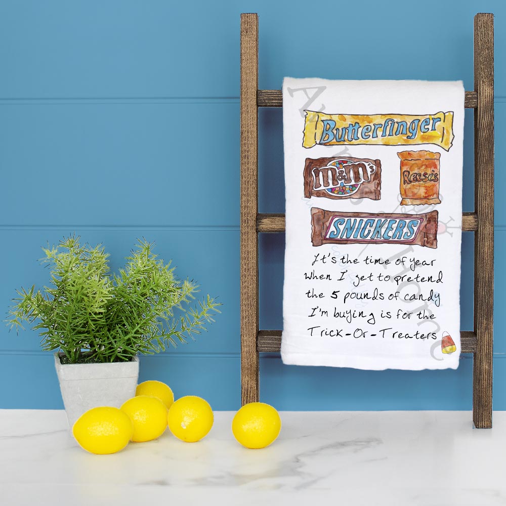 Candy is a Fall Favorite Tea Towel – Halloween Treat Decor