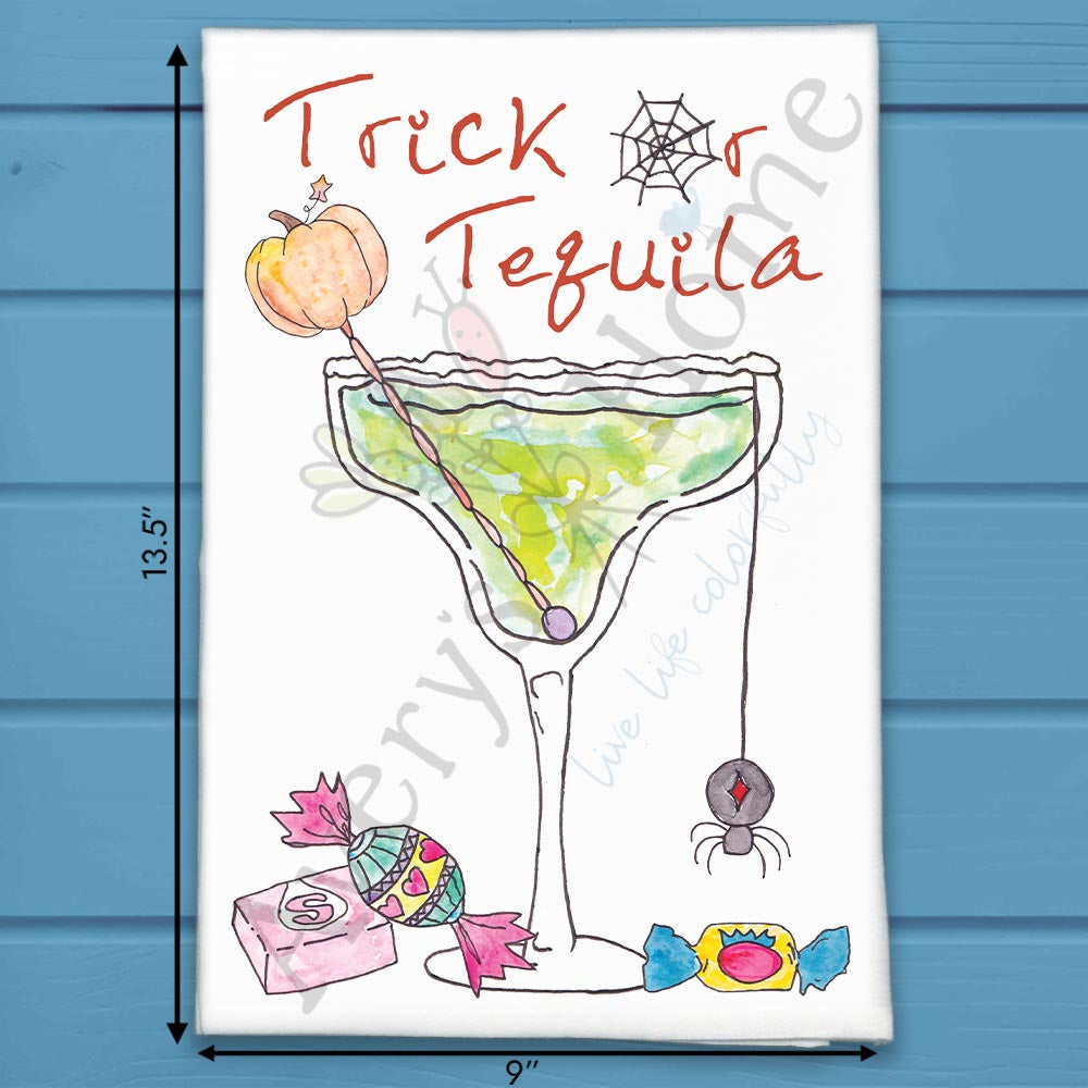 Tricks or Tequila Tea Towel – Halloween Margarita Gift