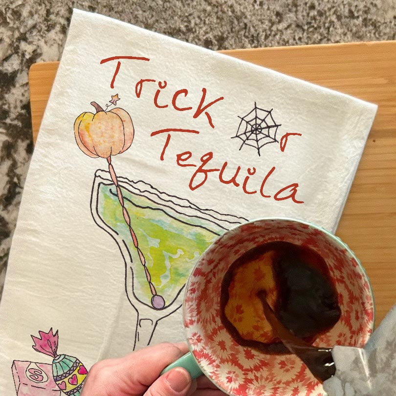 Tricks or Tequila Tea Towel – Halloween Margarita Gift