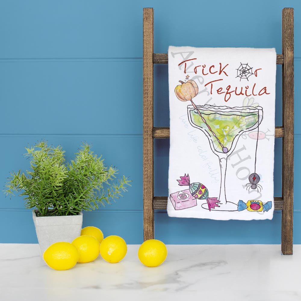 Tricks or Tequila Tea Towel – Halloween Margarita Gift