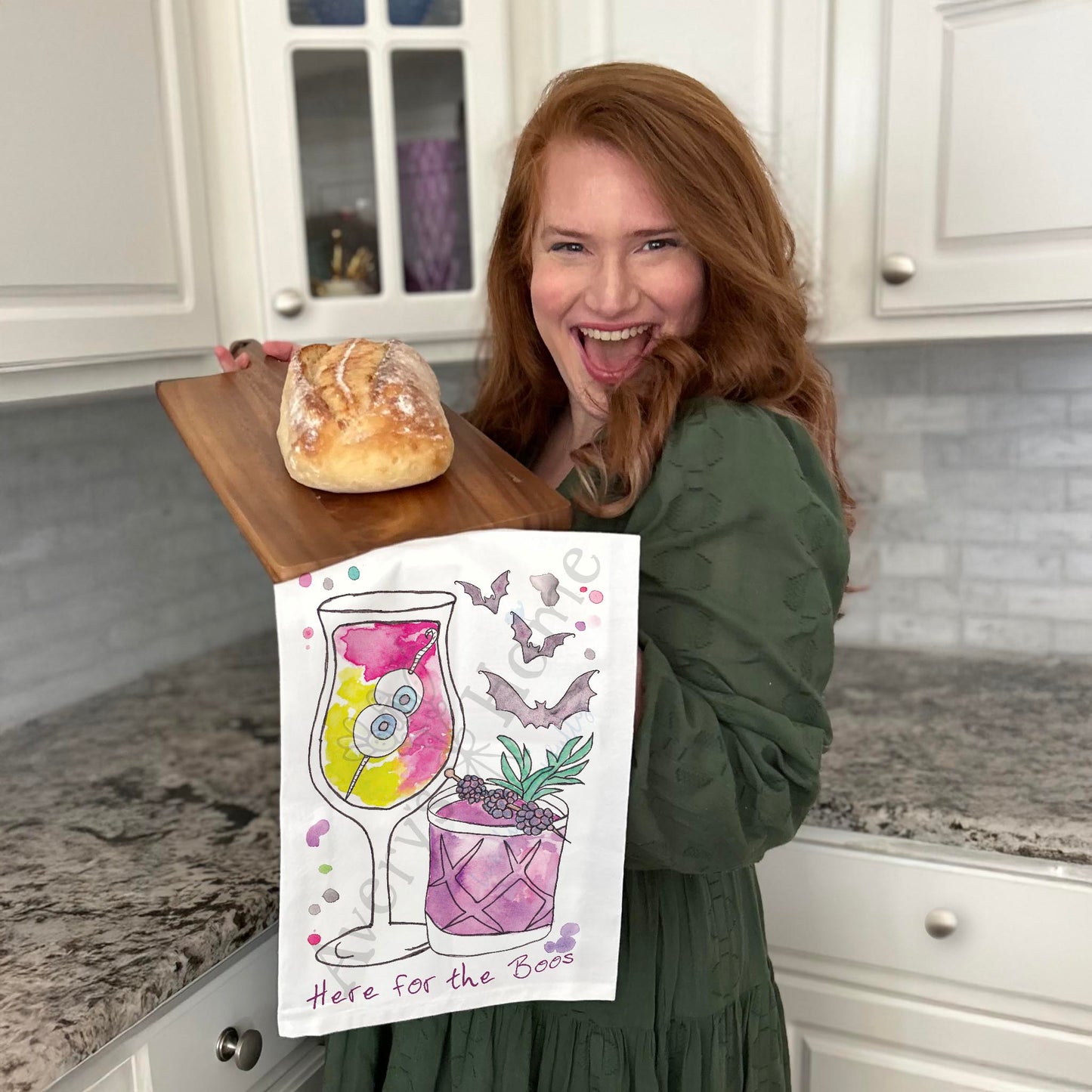 Here for the Boos Tea Towel – Halloween Cocktail Humor