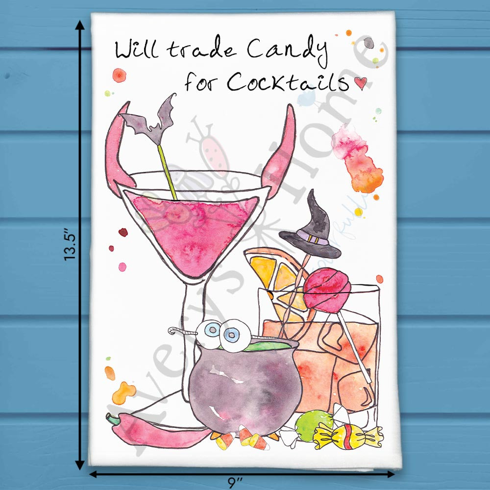 Will Trade Candy for Cocktails Tea Towel – Party Decor