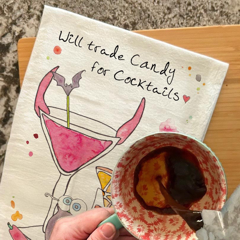 Will Trade Candy for Cocktails Tea Towel – Party Decor