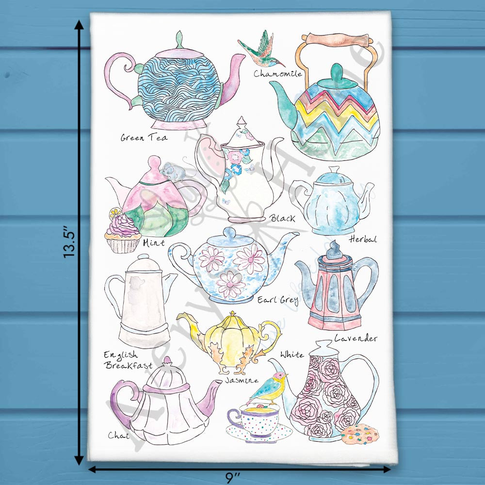 Blue Teapots Tea Towel – Classic Tea Room Decor