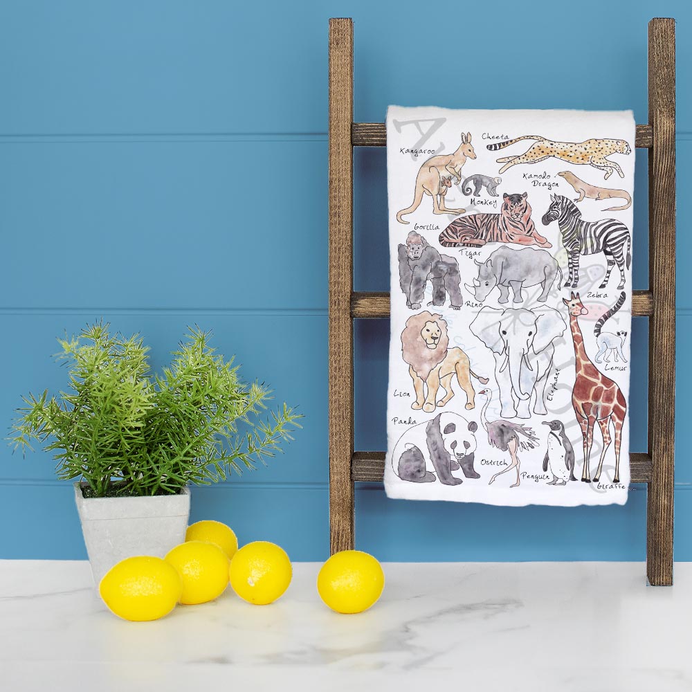 Zoo Animal Tea Towel – Safari Jungle Decor