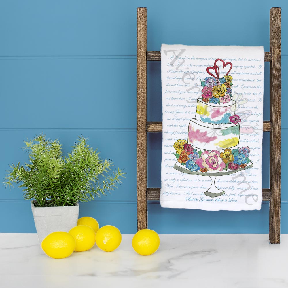 Wedding Cake Tea Towel – Elegant Bridal Decor