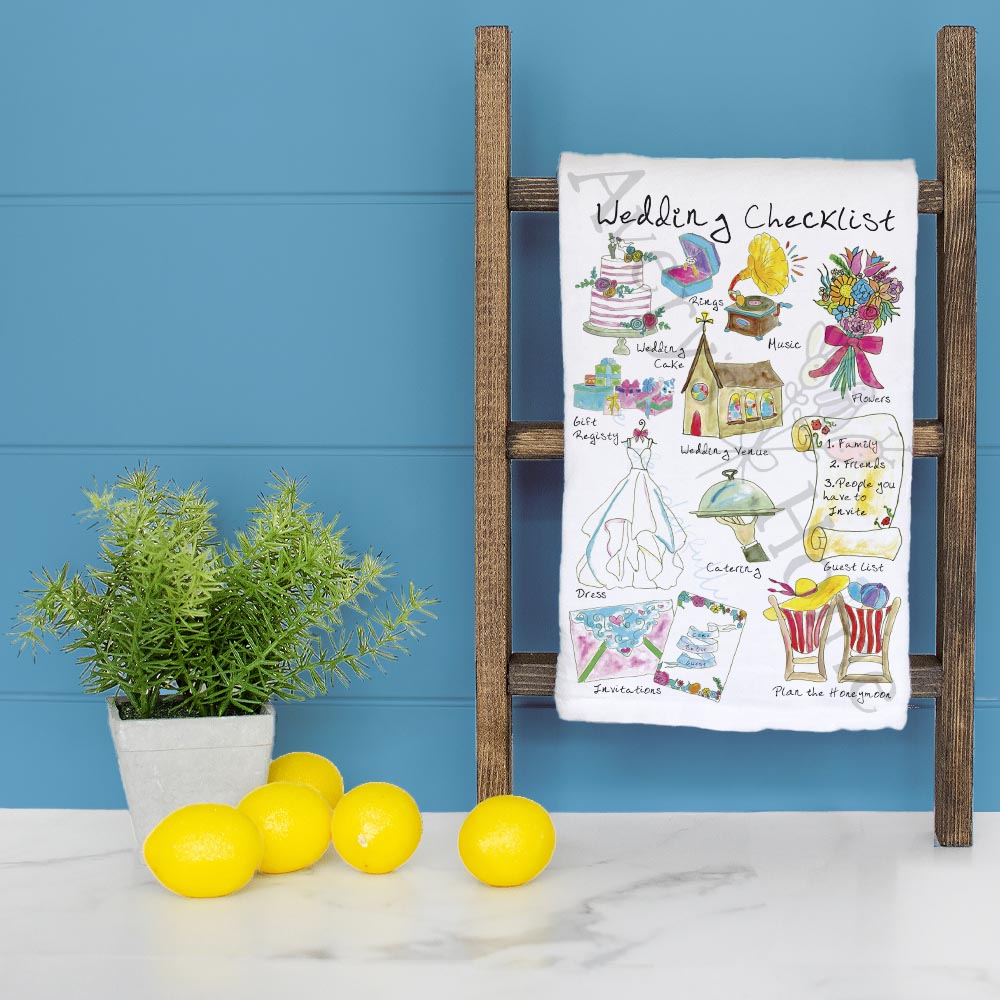 Wedding Checklist Tea Towel – Funny Bridal Planning Gift