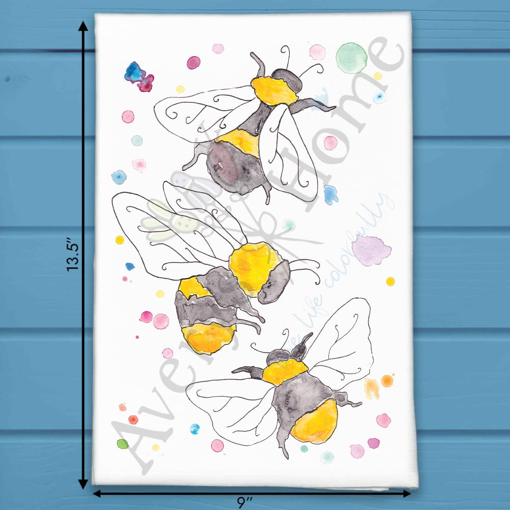 Garden Bees Tea Towel – Pollinator Decor Gift
