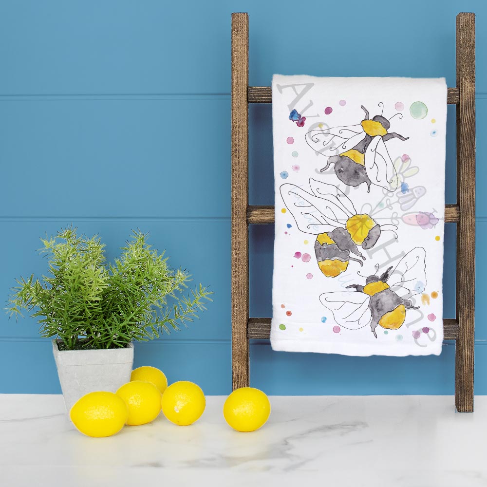 Garden Bees Tea Towel – Pollinator Decor Gift
