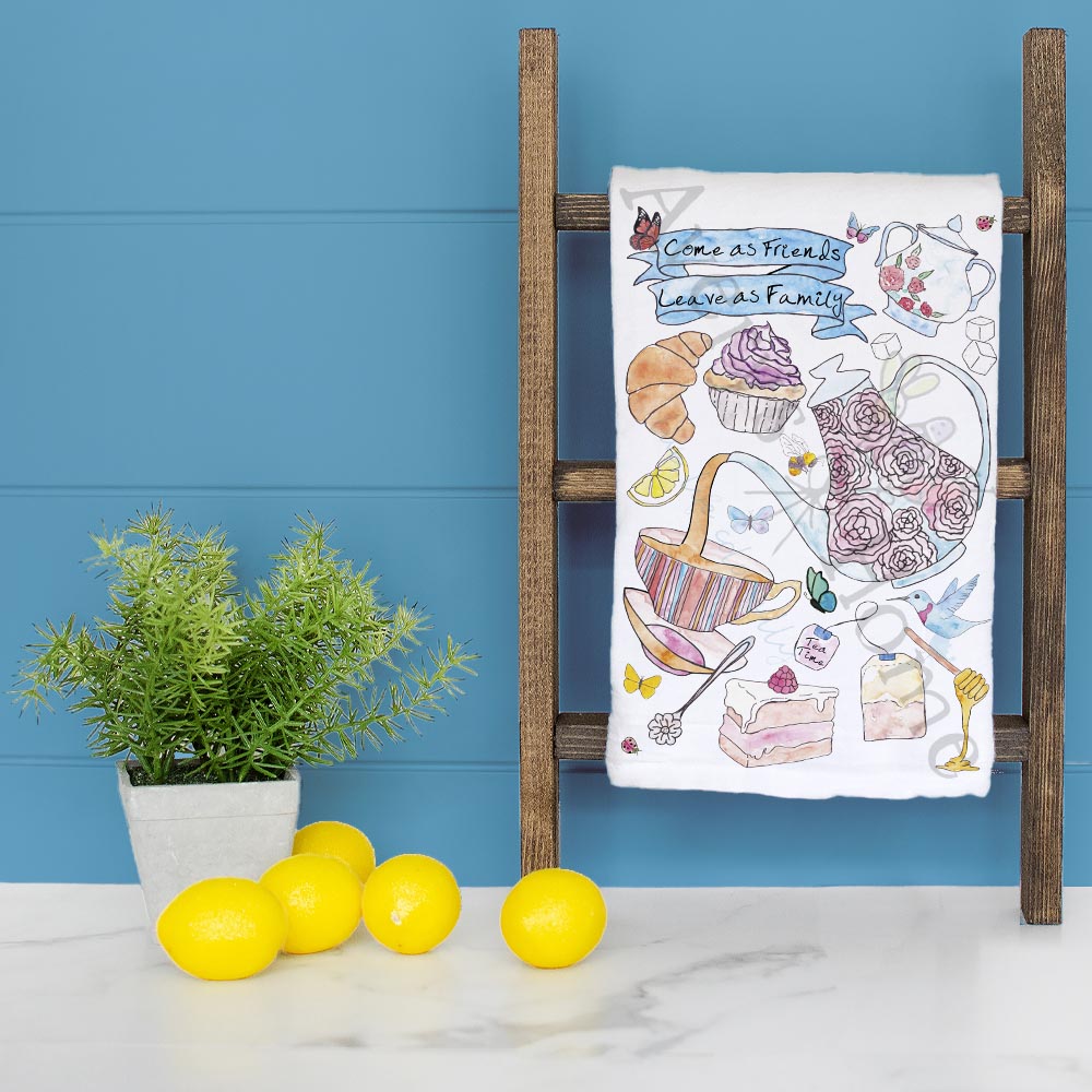 Friendship Tea Time Tea Towel – Whimsical Gathering Decor