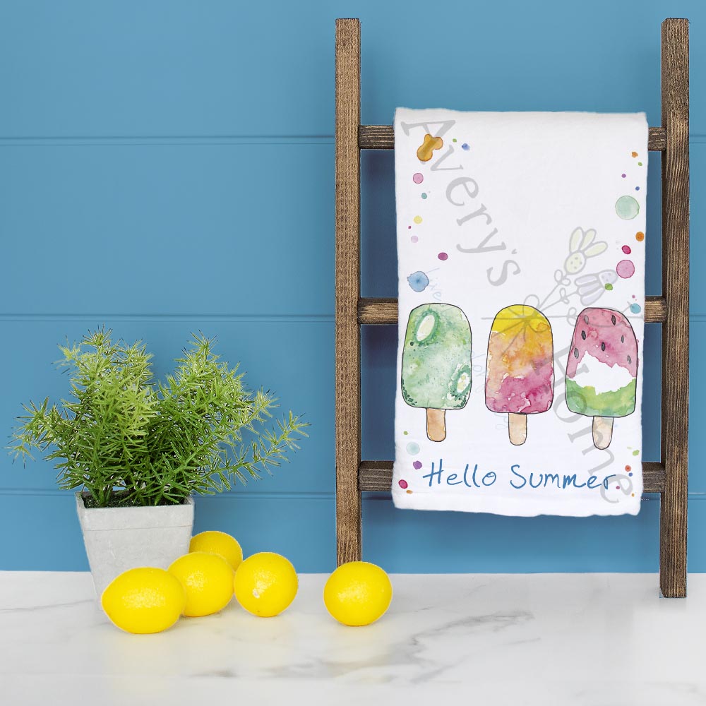Hello Summer Popsicle Tea Towel – Seasonal Decor