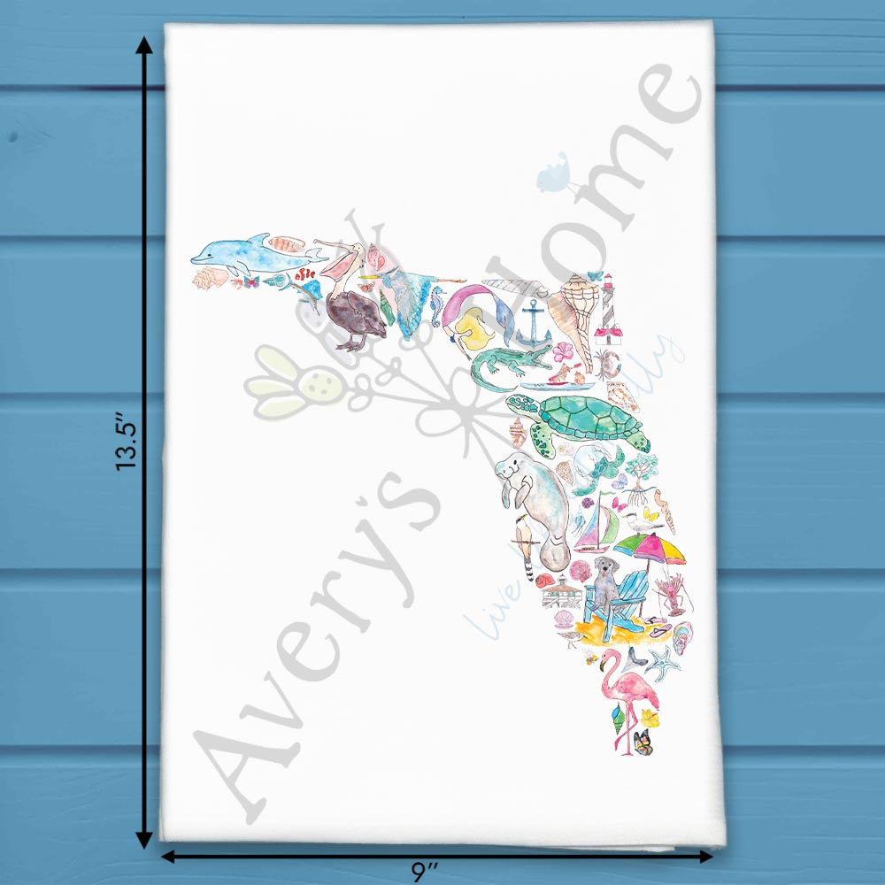 Florida State Icons Tea Towel – Ocean to Orange