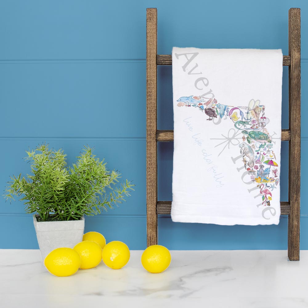 Florida State Icons Tea Towel – Ocean to Orange