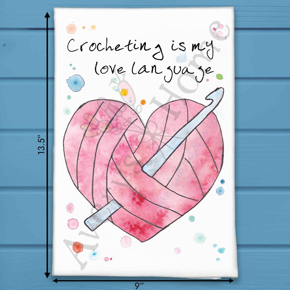 Crochet Love Language Tea Towel – Yarn Craft Decor